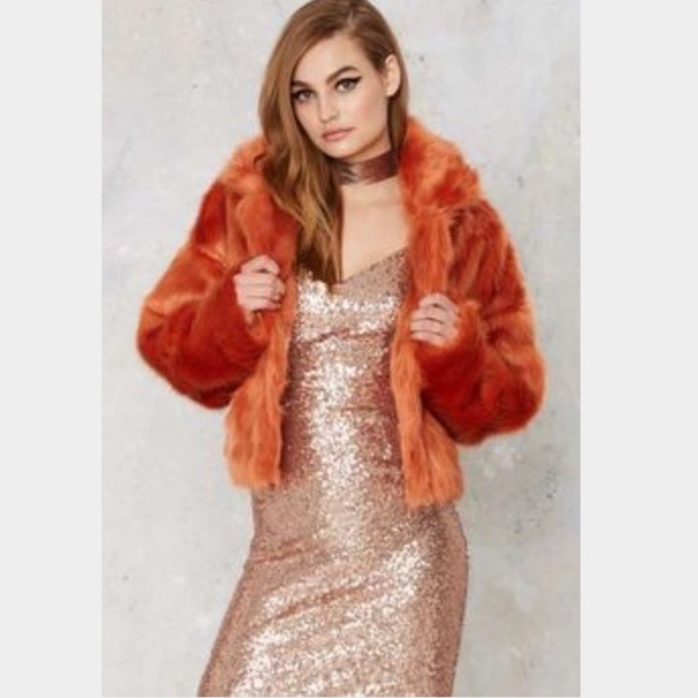 Orange fur coat